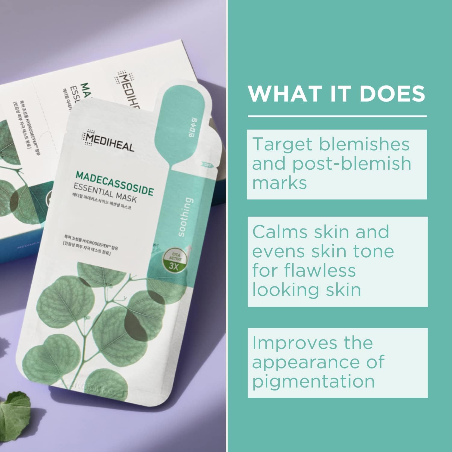Mediheal Madecassoside Essential Sheet Mask – 20 Sheets for Sensitive, Blemish-Prone Skin