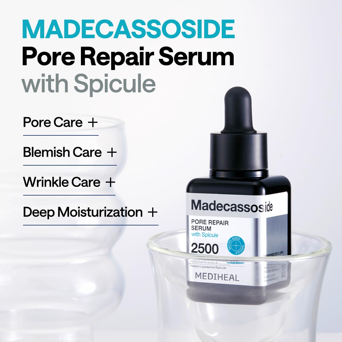 Mediheal Madecassoside Pore Repair Serum 1.35 fl oz | 2500 ppm Liposome Spicule & 98.5% Purity Madecassoside