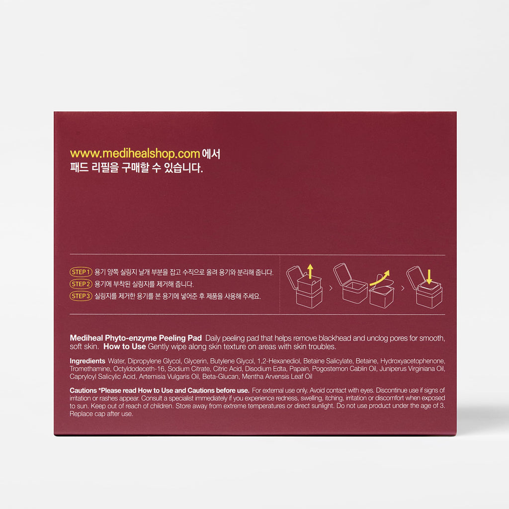 Mediheal Phyto Enzyme Peeling Pad Refill – Vegan LHA + Papaya Exfoliating Pads (90)