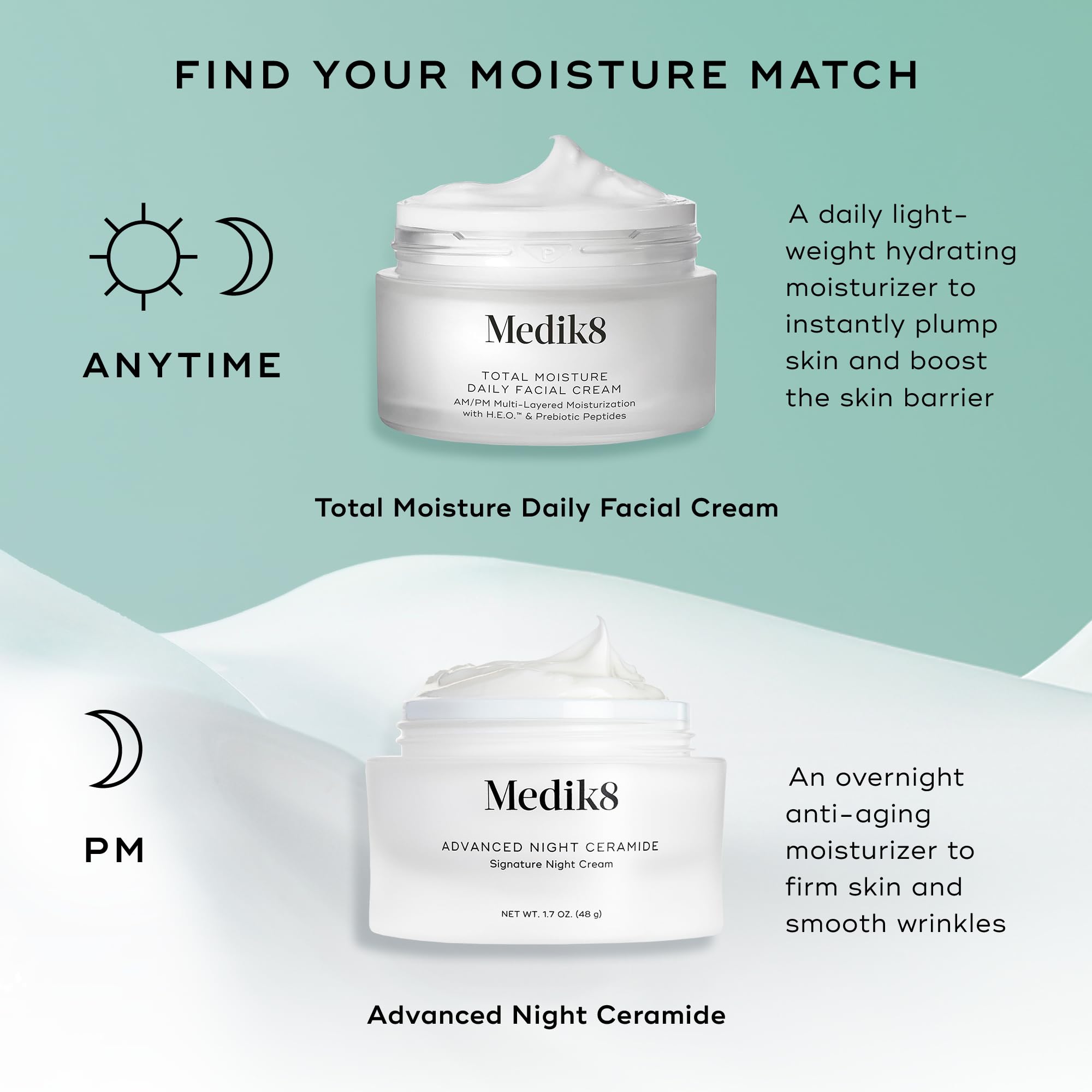 Medik8 Total Moisture Daily Facial Cream – Hydrating Peptide Moisturizer with Hyaluronic Acid (1.6 oz)