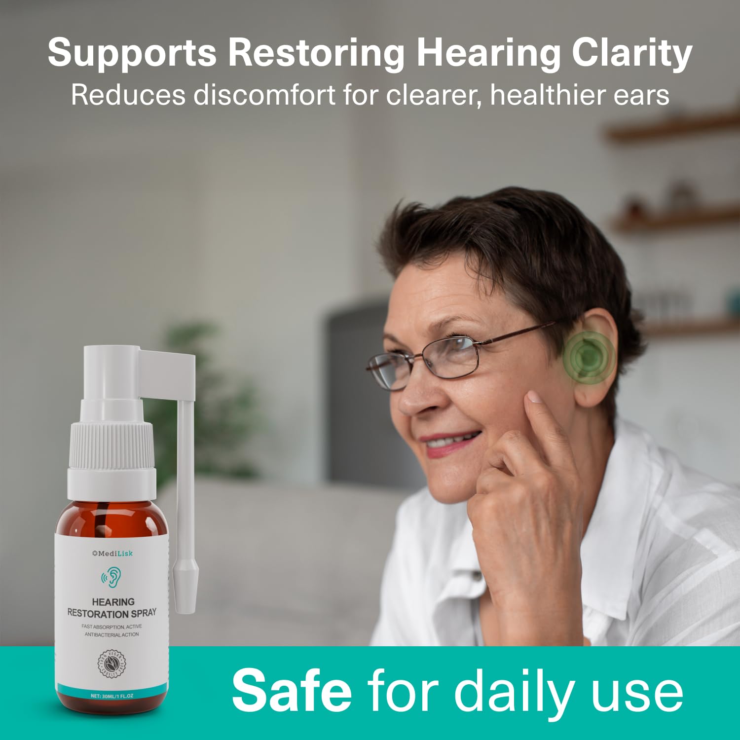 MediLisk Hearing Restoration Spray – Gentle Ear Care & Earwax Cleaning (1 Fl Oz)