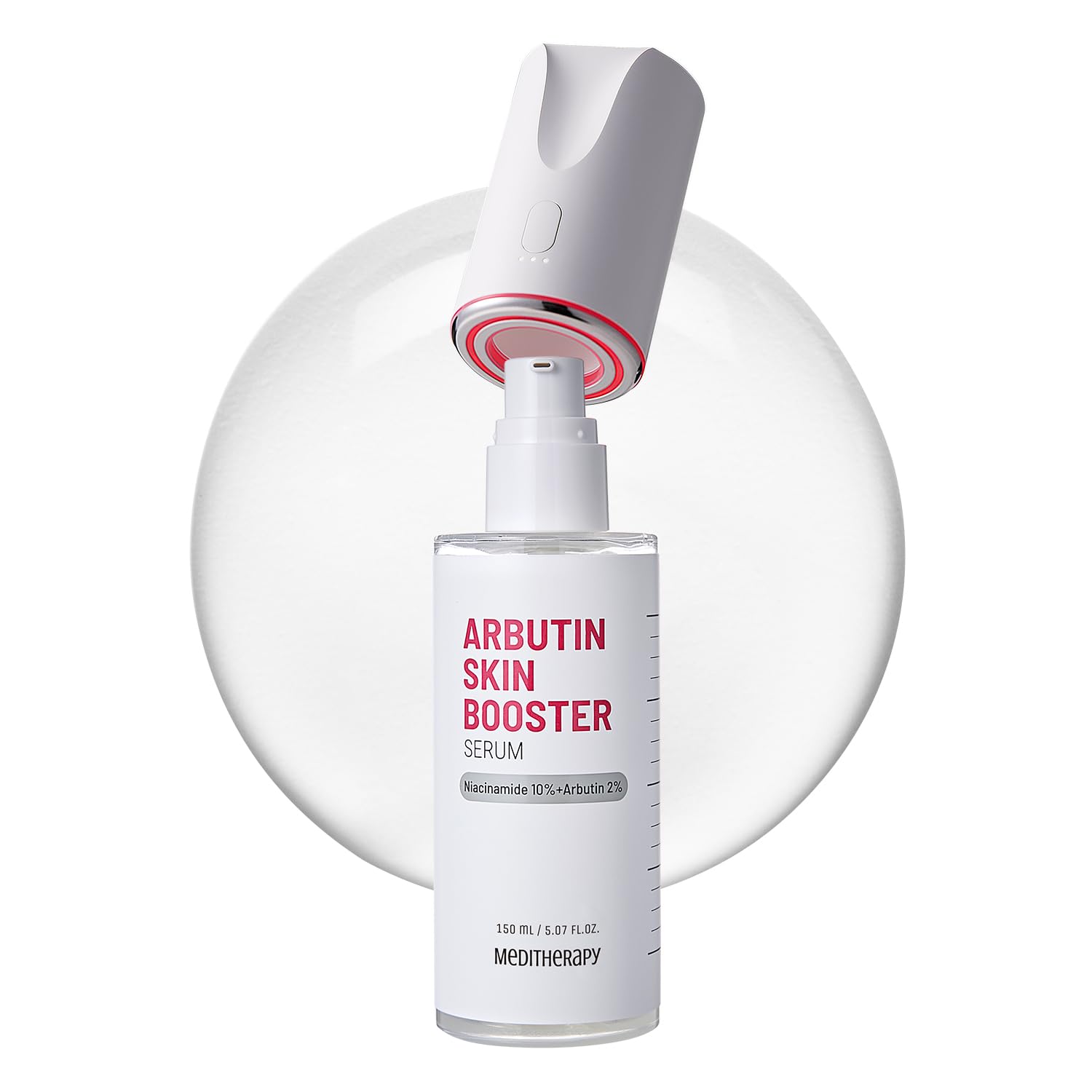 MEDITHERAPY Arbutin Skin Booster Serum + Device 5.07 fl oz | 10% Niacinamide + 2% Arbutin for Radiant Skin