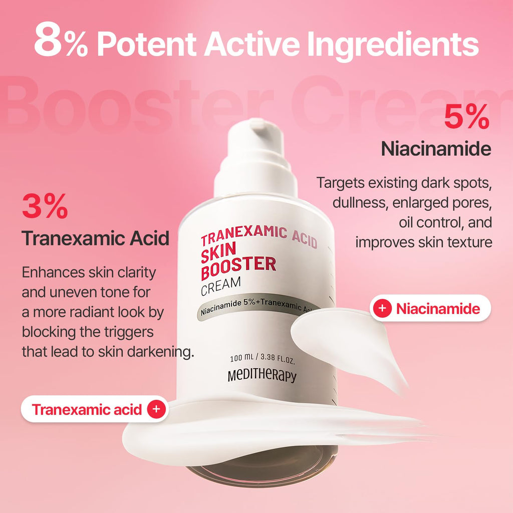 MEDITHERAPY Tranexamic Acid Skin Booster Cream – 5% Niacinamide & 3% TXA (3.4 fl oz) | Korean Skincare for Clearer, More Even Tone