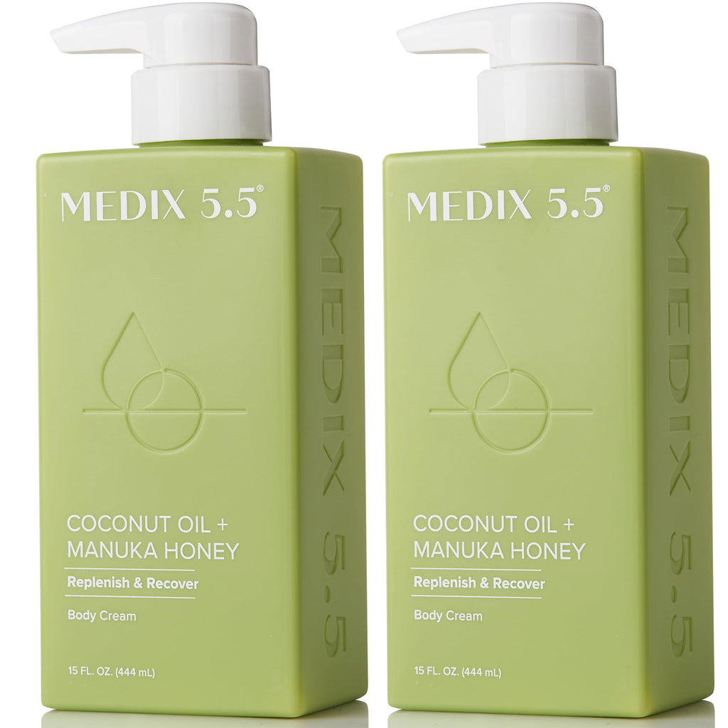 Medix 5.5 Coconut Oil Lotion with Manuka Honey Cream – Hydrating Face & Body Moisturizer, 2-Pack
