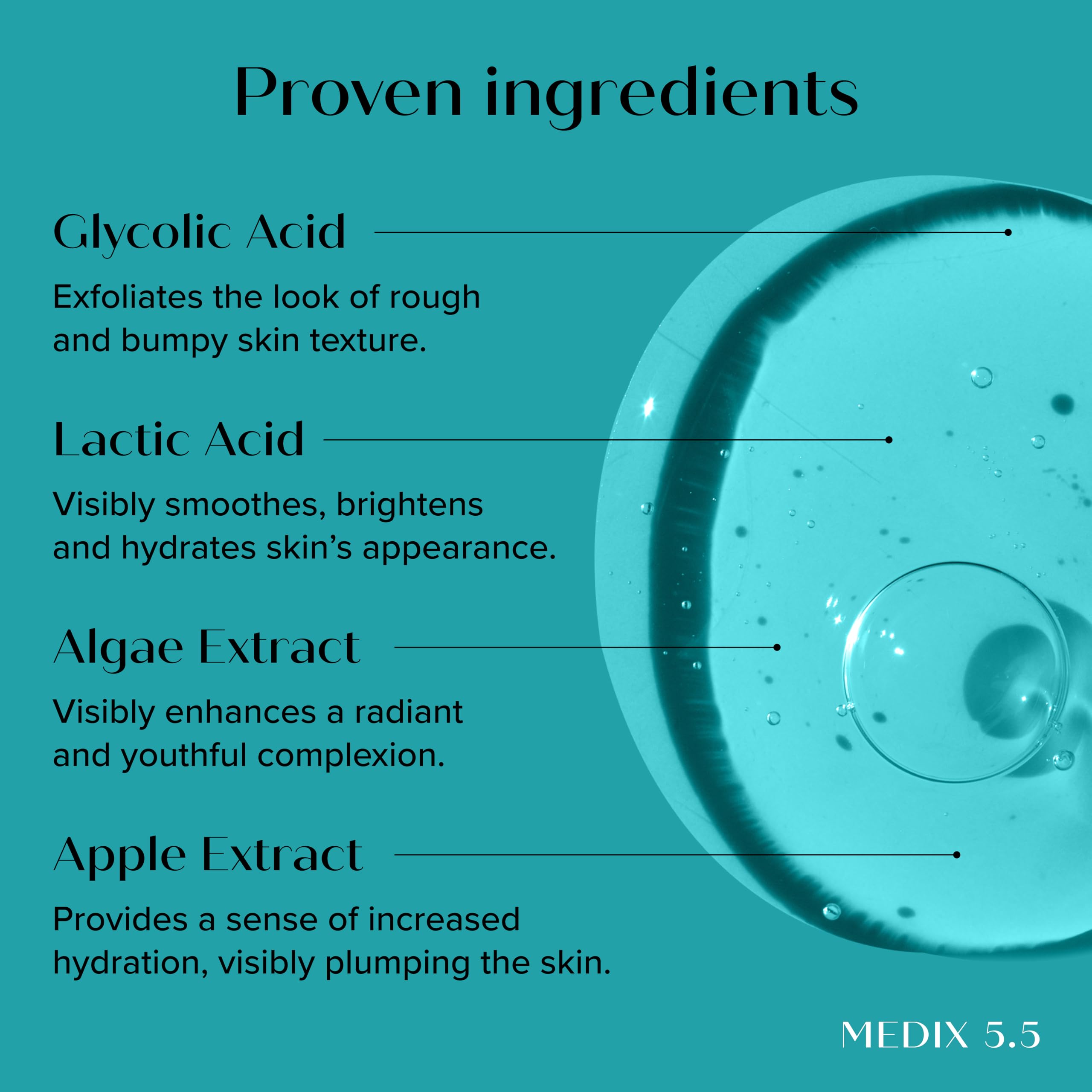 Medix 5.5 10% Glycolic Acid + Lactic Acid Leave-On Exfoliating Gel – Body & Face Serum, 1.7 Fl Oz