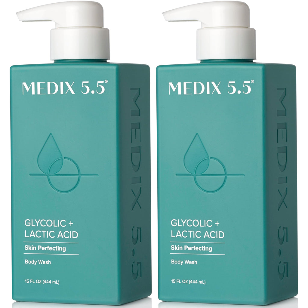 Medix 5.5 Glycolic + Lactic Acid Exfoliating Body Wash Gel KP Bump Eraser 2-Pack