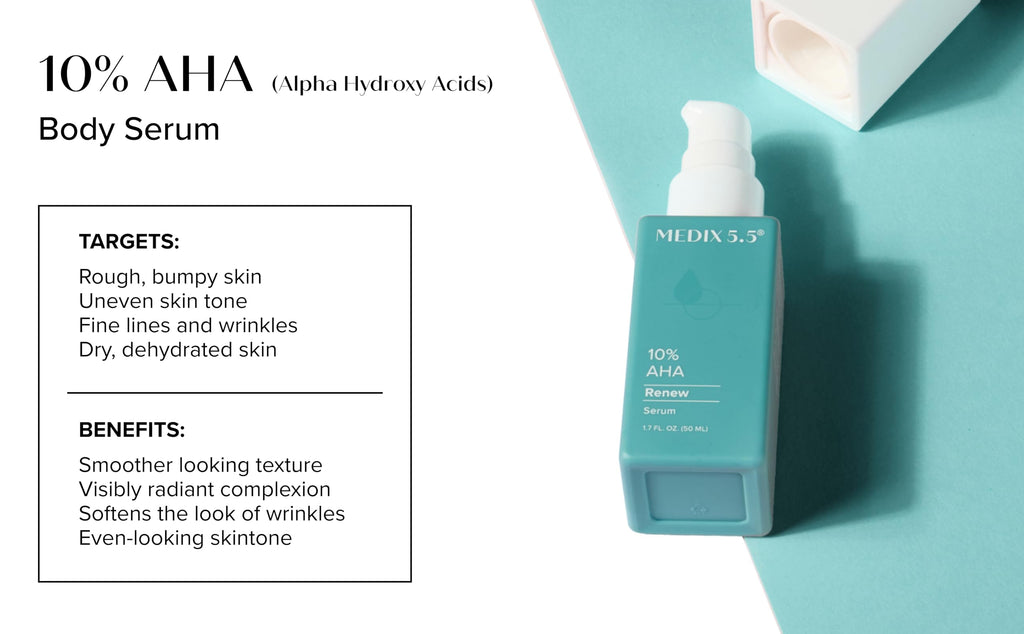 Medix 5.5 10% Glycolic Acid + Lactic Acid Leave-On Exfoliating Gel – Body & Face Serum, 1.7 Fl Oz