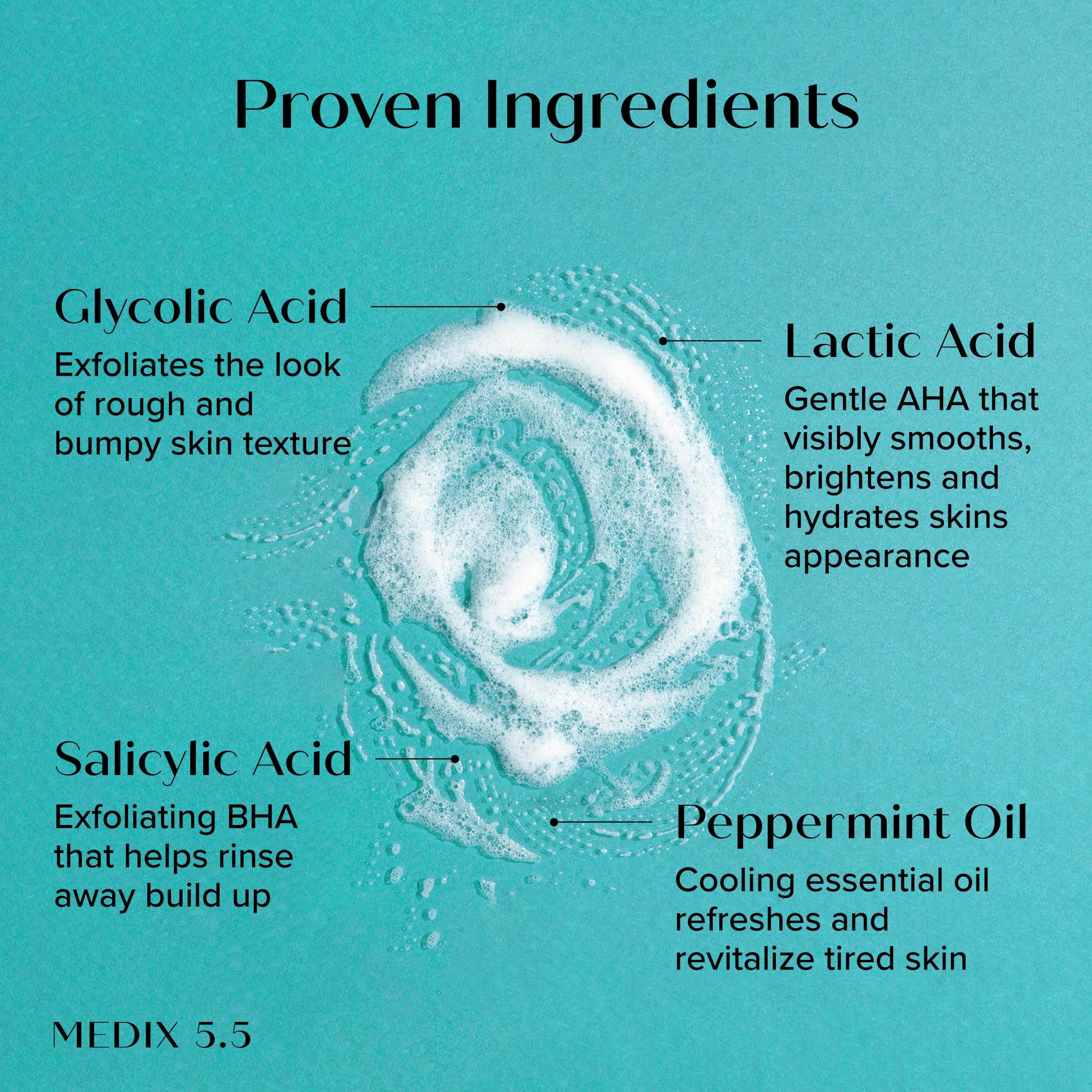 Medix 5.5 Glycolic + Lactic Acid Exfoliating Body Wash | KP Bump Eraser | AHA Exfoliant for Keratosis Pilaris