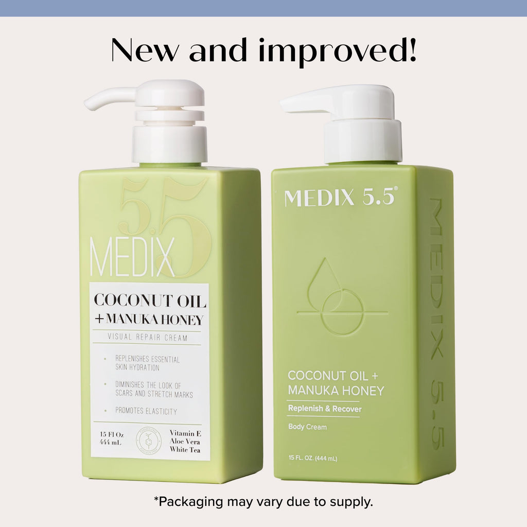 Medix 5.5 Coconut Oil Lotion with Manuka Honey Cream – Hydrating Face & Body Moisturizer, 2-Pack