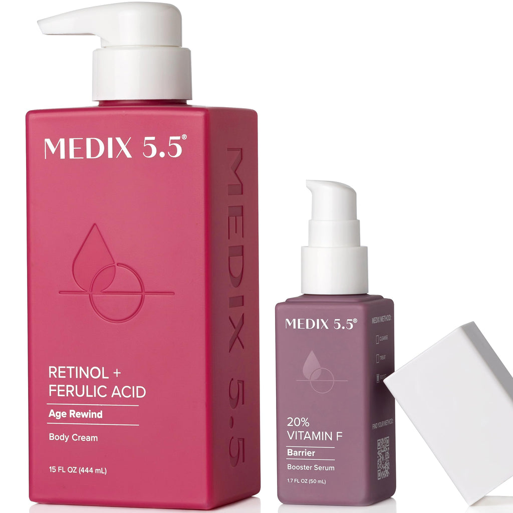 Medix 5.5 Retinol Body Lotion + 20% Vitamin F Booster Serum 2-Piece Set | Crepey Skin Care
