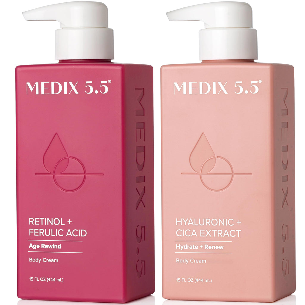 Medix 5.5 Retinol Body Lotion + Hyaluronic Acid Cream - 2pc Hydrating & Firming Skincare Set