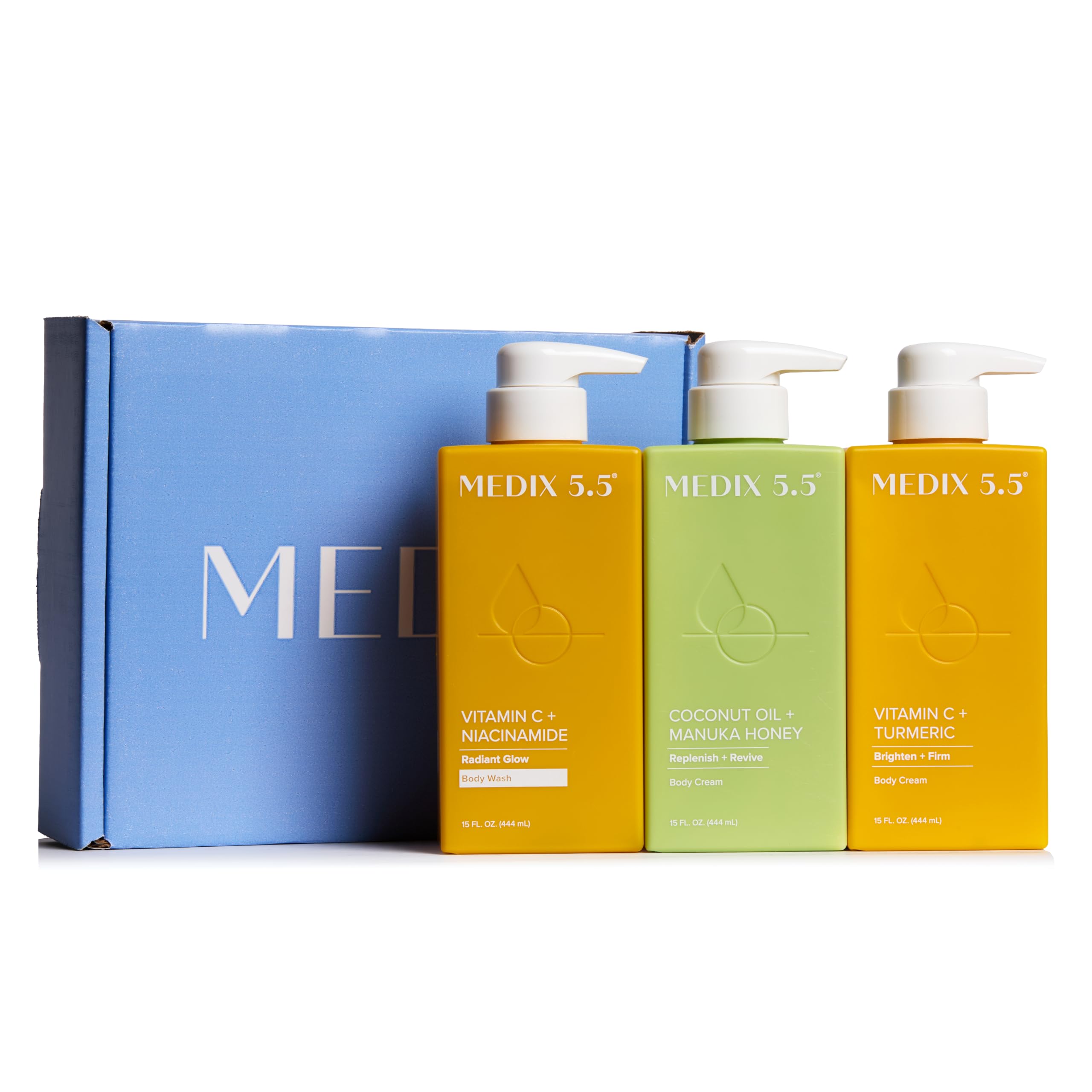 MEDIX Nourish & Glow 3PC Skin Care Set – Vitamin C Wash, Brightening Cream, Coconut Body Lotion