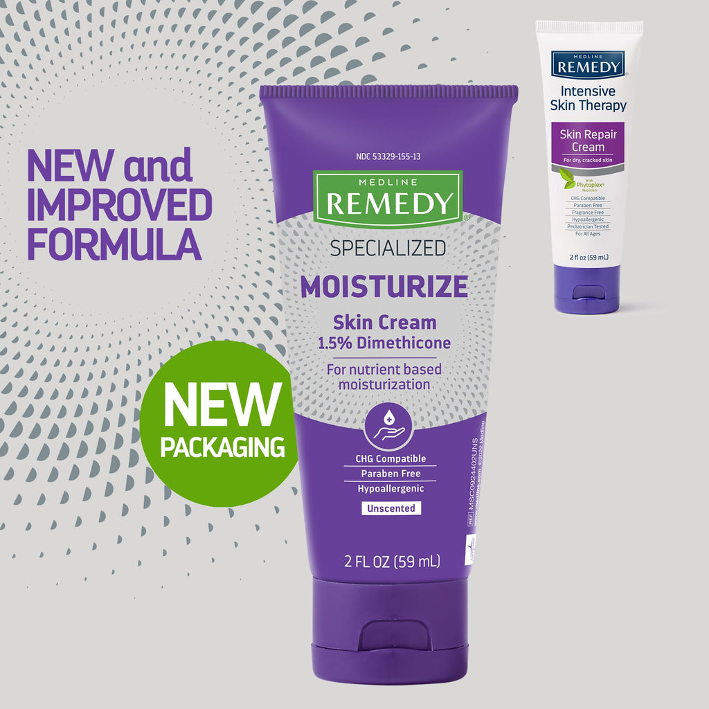 Medline Remedy Specialized Skin Cream Unscented (2 oz) | 1.5% Dimethicone Moisturizer for Dry & Sensitive Skin