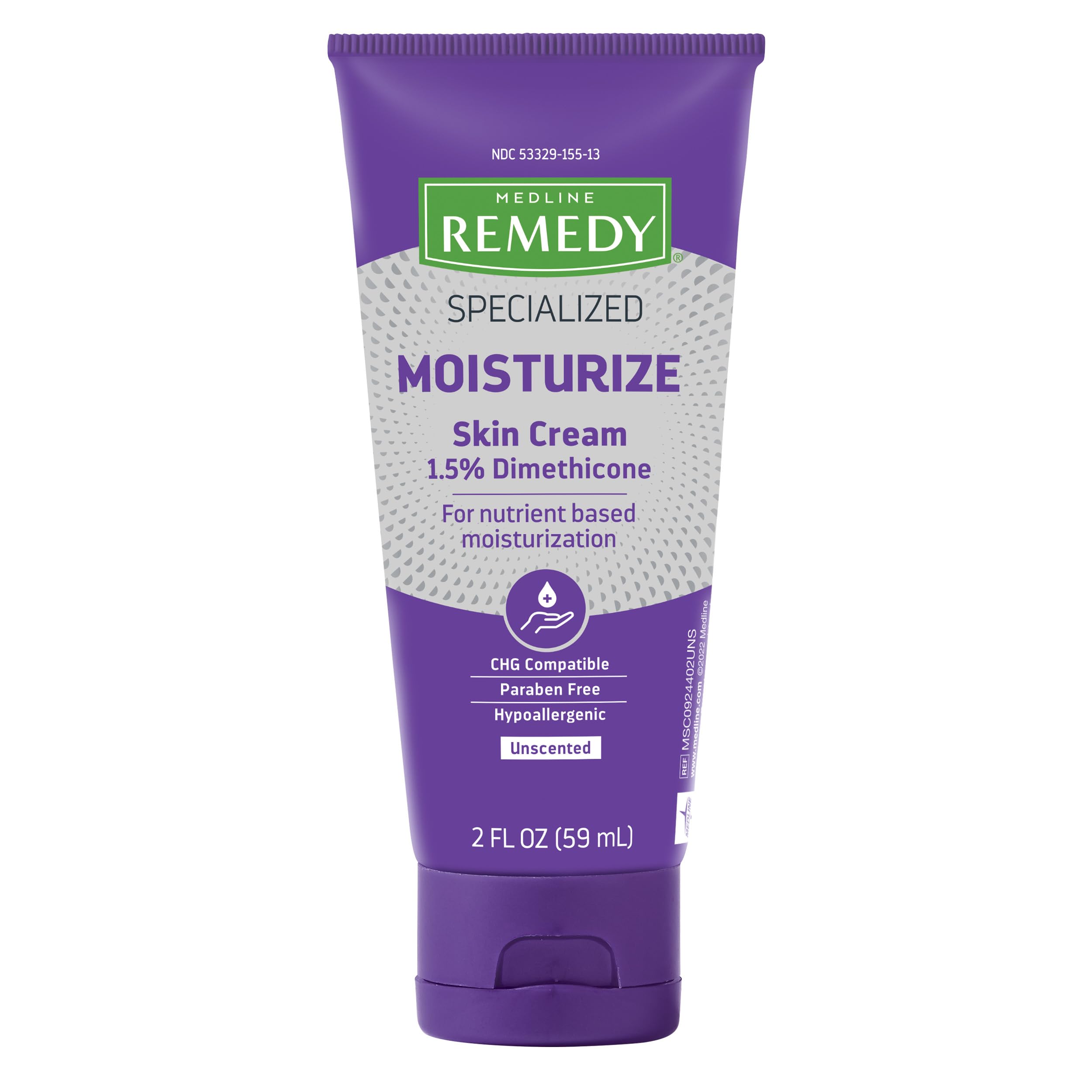 Medline Remedy Specialized Skin Cream Unscented (2 oz) | 1.5% Dimethicone Moisturizer for Dry & Sensitive Skin