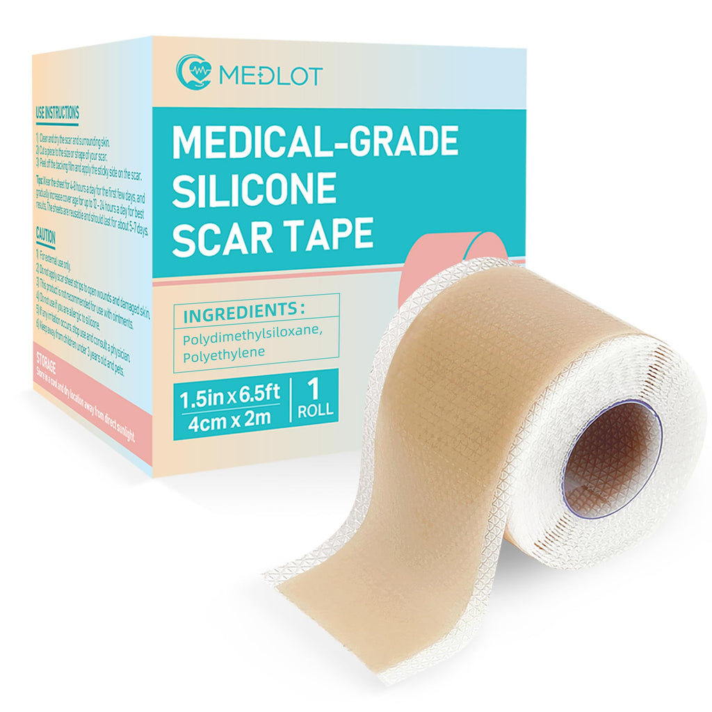 MEDLOT Silicone Scar Sheets 1.55” x 78” Roll – Reusable Scar Tape for Surgical & Skin Scars
