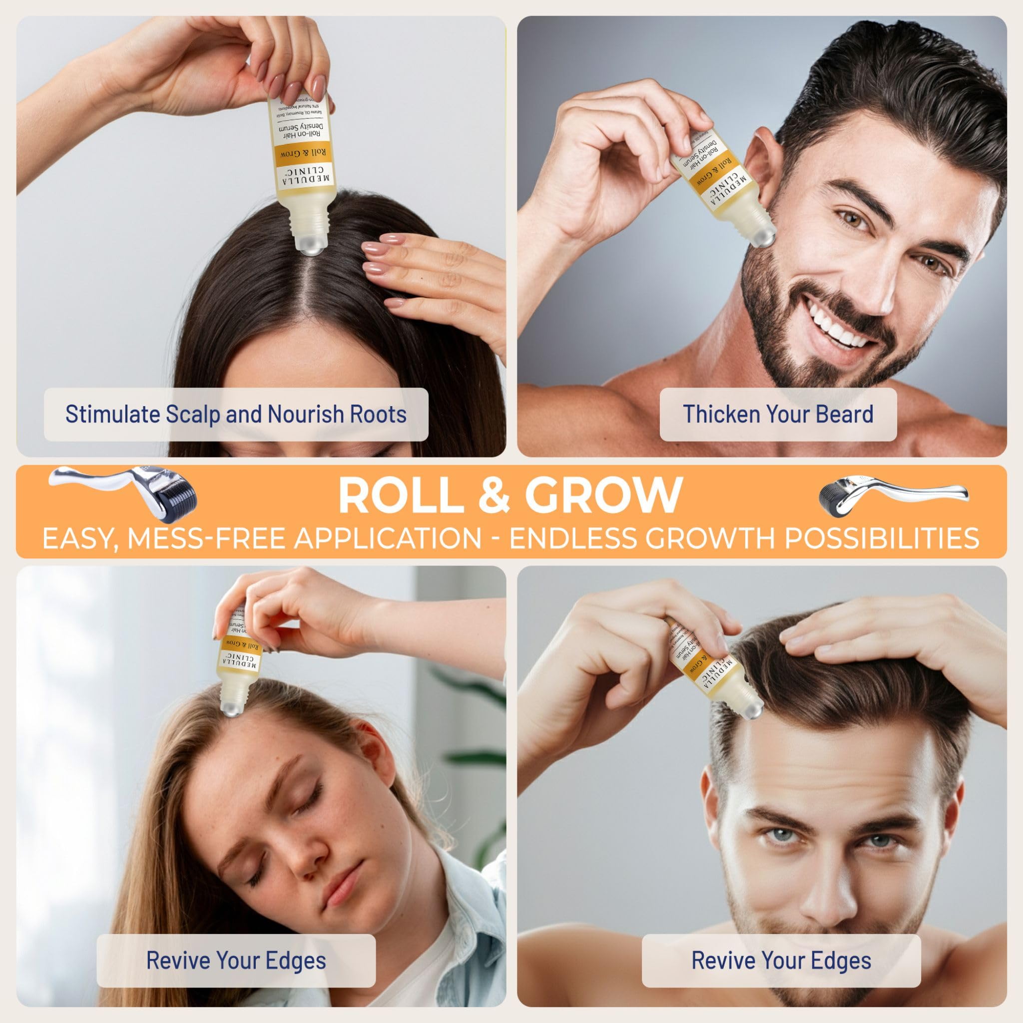 Medulla Clinic Hair Growth Serum Roll On – Made in EU, Batana, Rosemary & Biotin (1 fl oz)