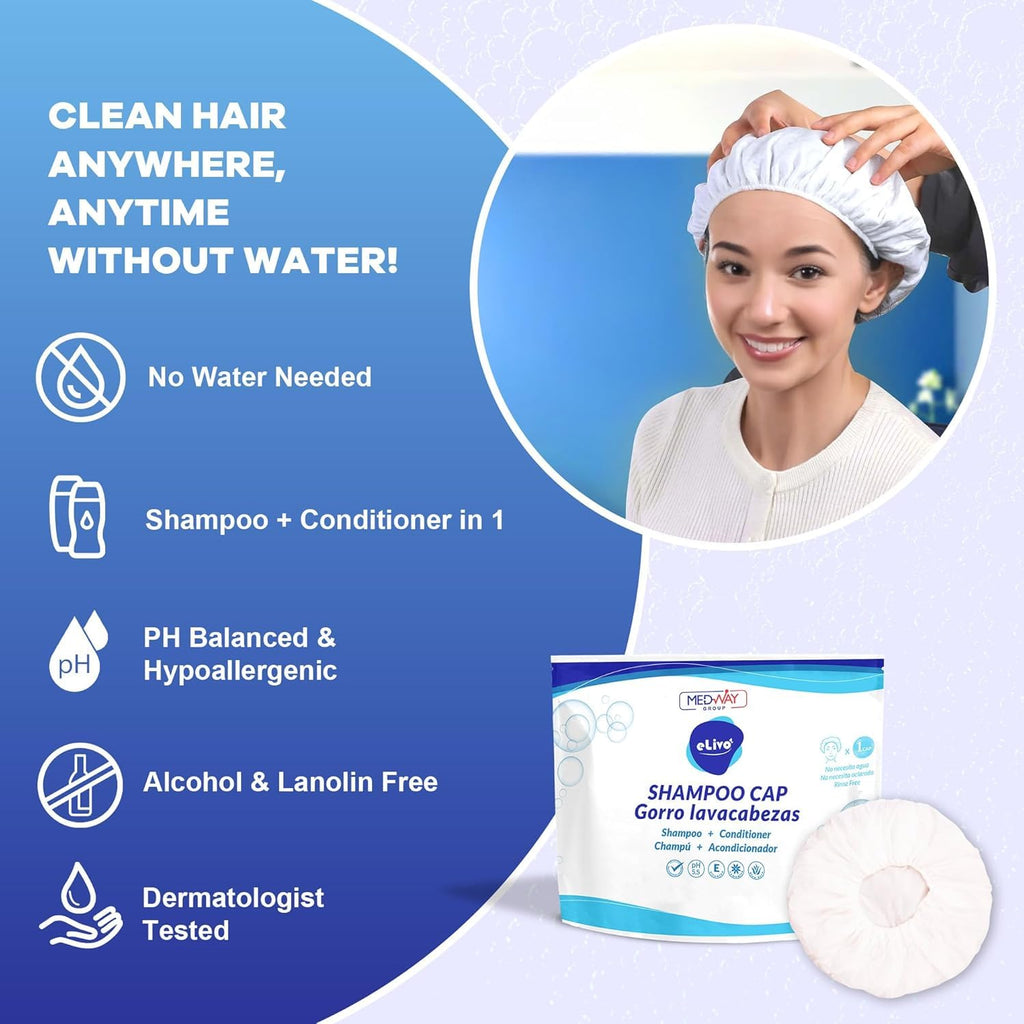 MedVance Gentle No-Rinse Shampoo Caps – Waterless Hair Wash with Conditioner (6 Pack)