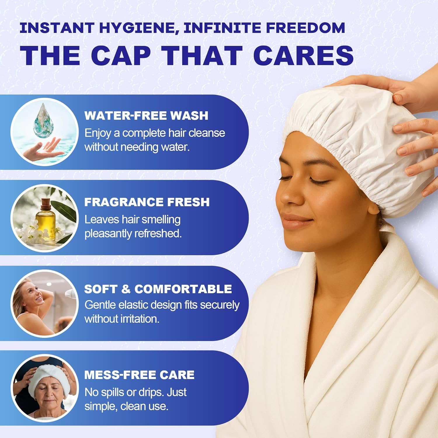MedVance Gentle No-Rinse Shampoo Caps – Waterless Hair Wash with Conditioner (6 Pack)