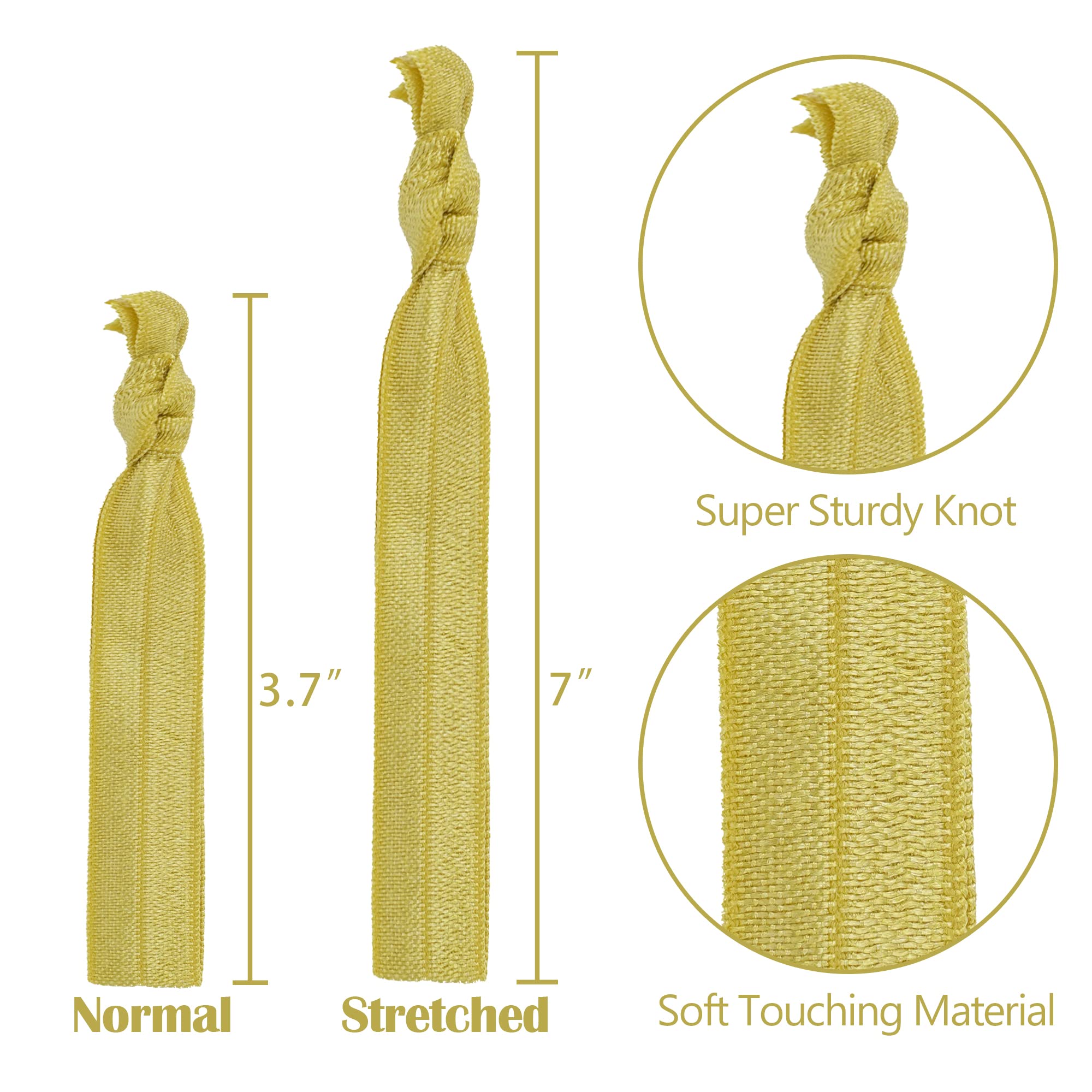 MEEDEE Gold Elastic Hair Ties Pack – 100 No-Crease Ponytail Holders