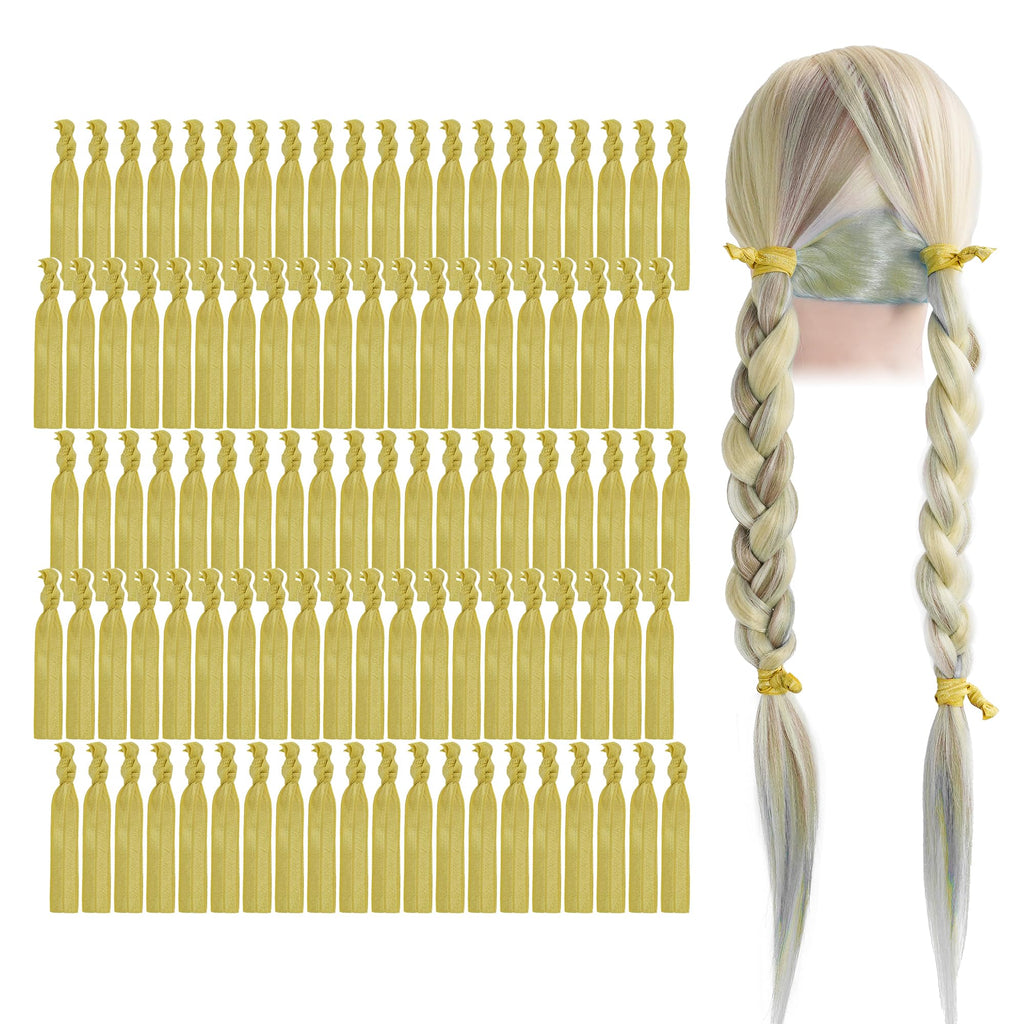 MEEDEE Gold Elastic Hair Ties Pack – 100 No-Crease Ponytail Holders