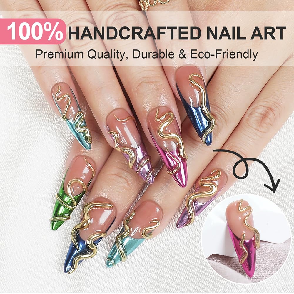 Meemooron Handmade Press-On Nails – Leopard French Tip with 3D Bow & Gold Crown