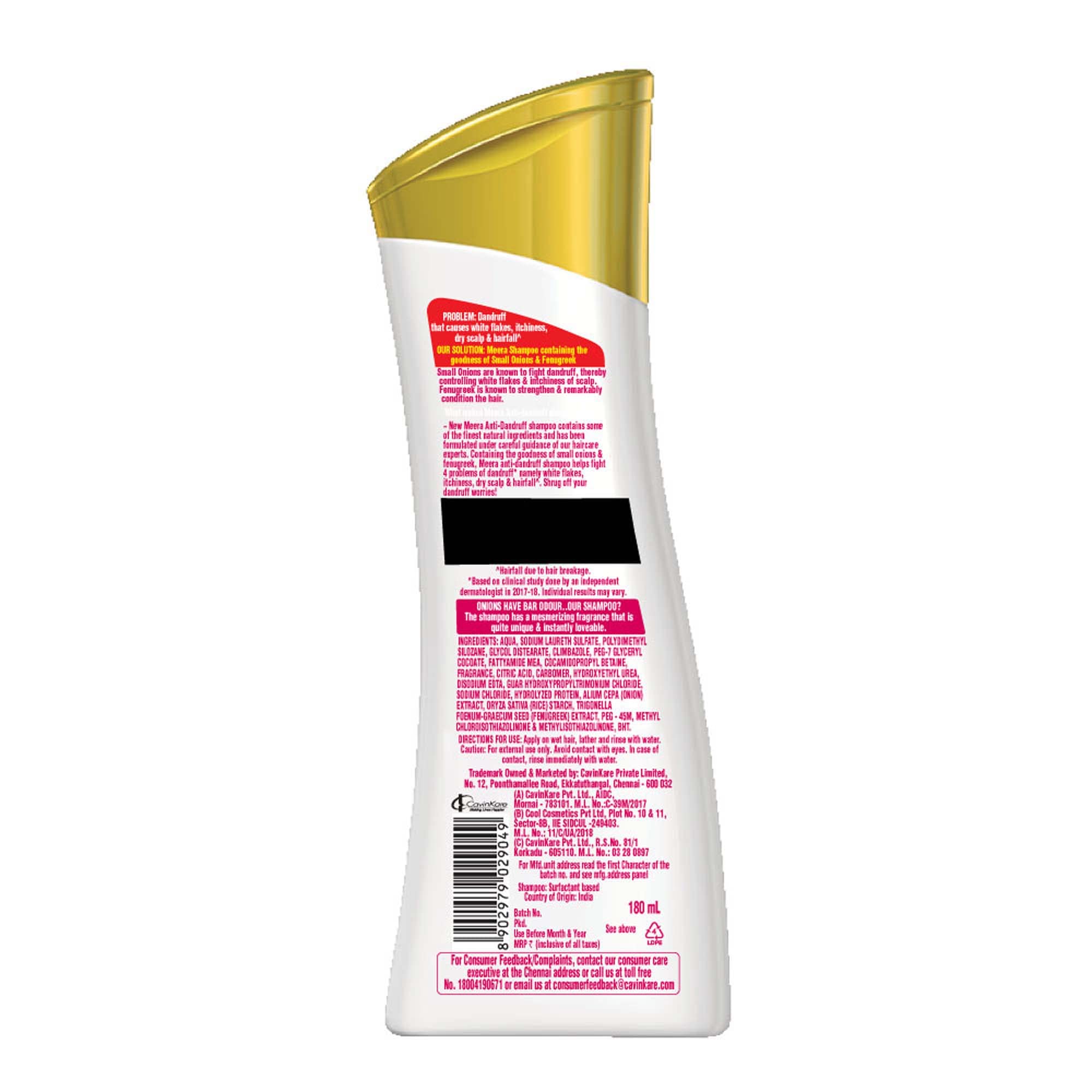 Meera Anti Dandruff Shampoo with Small Onion & Fenugreek - 180 ml