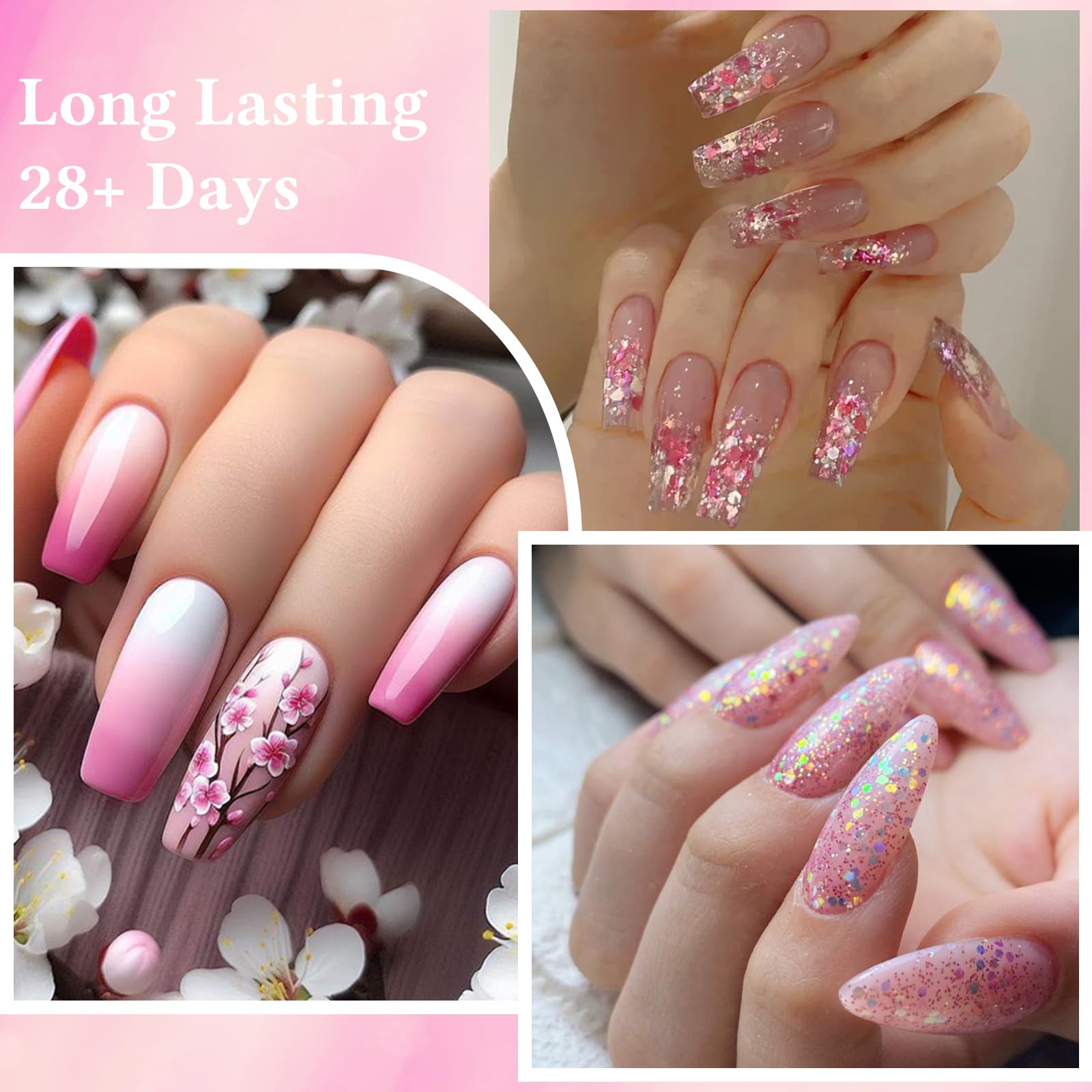 MEET ACROSS Color Changing Gel Polish Set – Mood Temperature Nail Polish, Nude Pink & Purple, 18pcs