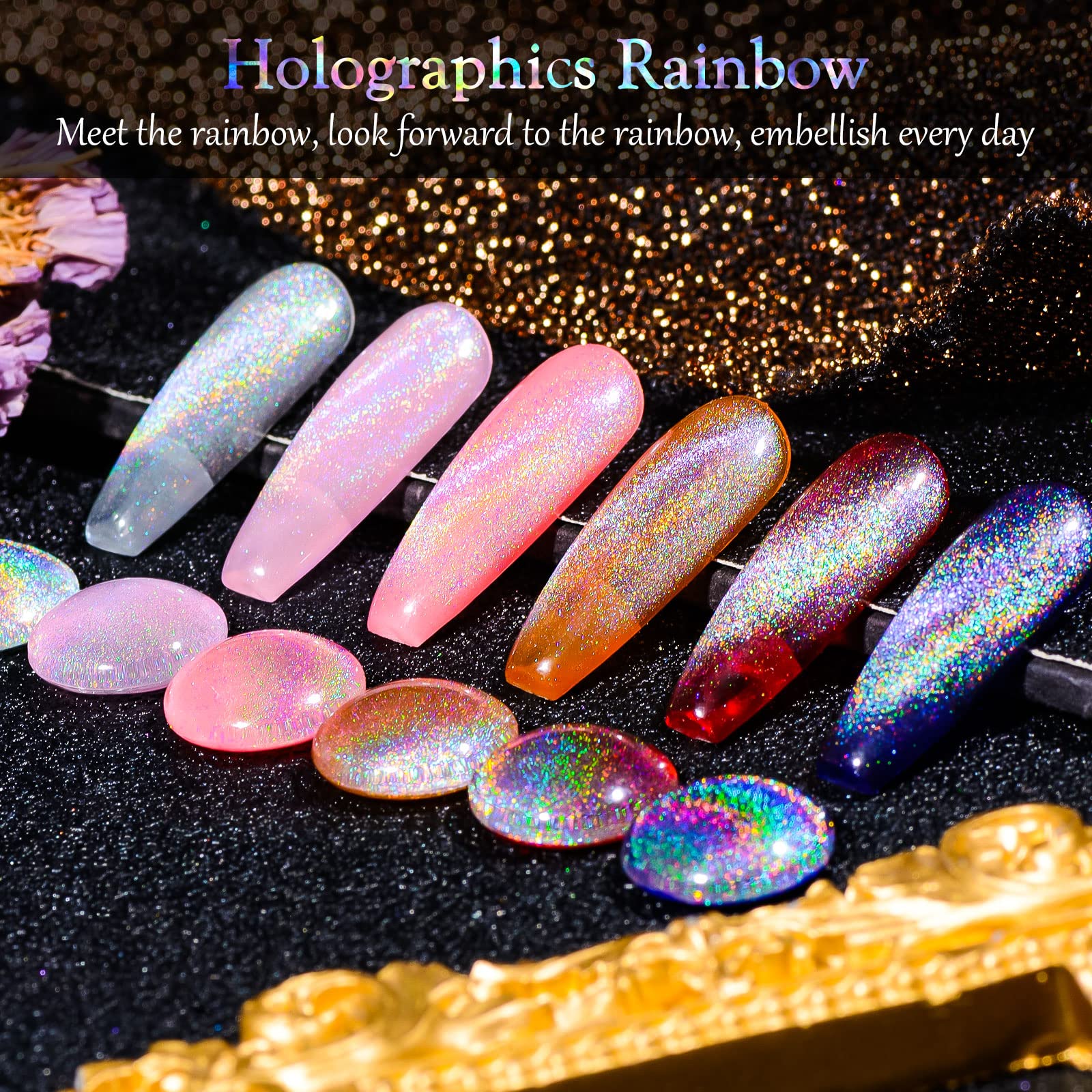 MEET ACROSS Cat Eye Glitter Gel Polish Set – Magnetic 6-Color UV Gel Kit with Magnet Stick