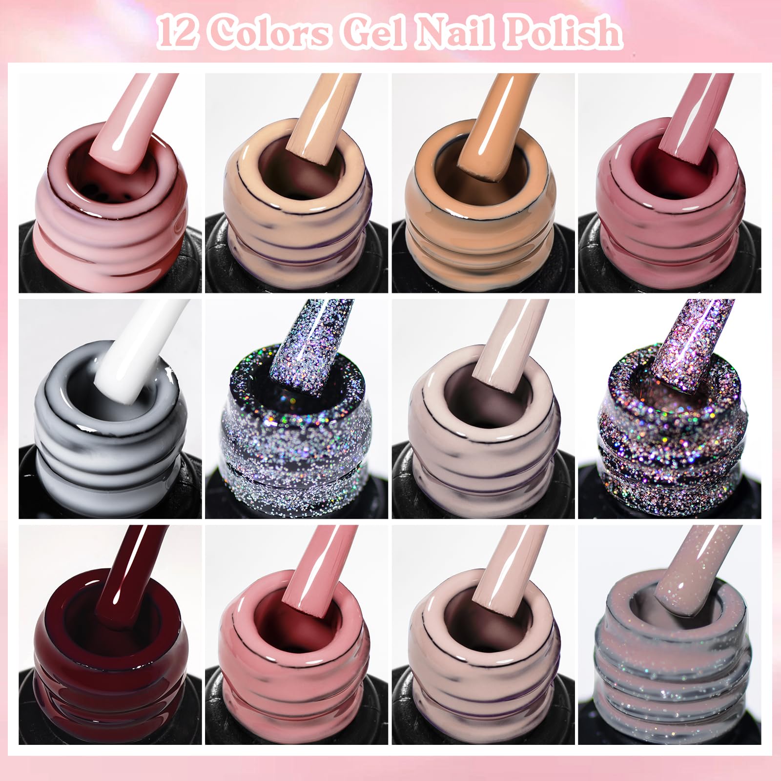 MEET ACROSS Gel Nail Polish Kit – 12 Nude Pink Shades for All Seasons