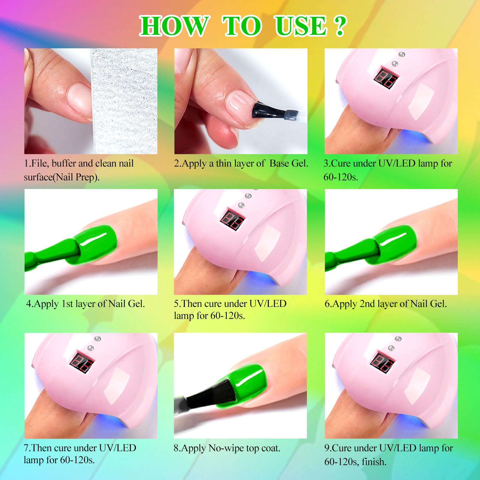 MEET ACROSS 8 Colors Glow Gel Nail Polish – Neon Glow in the Dark Kit