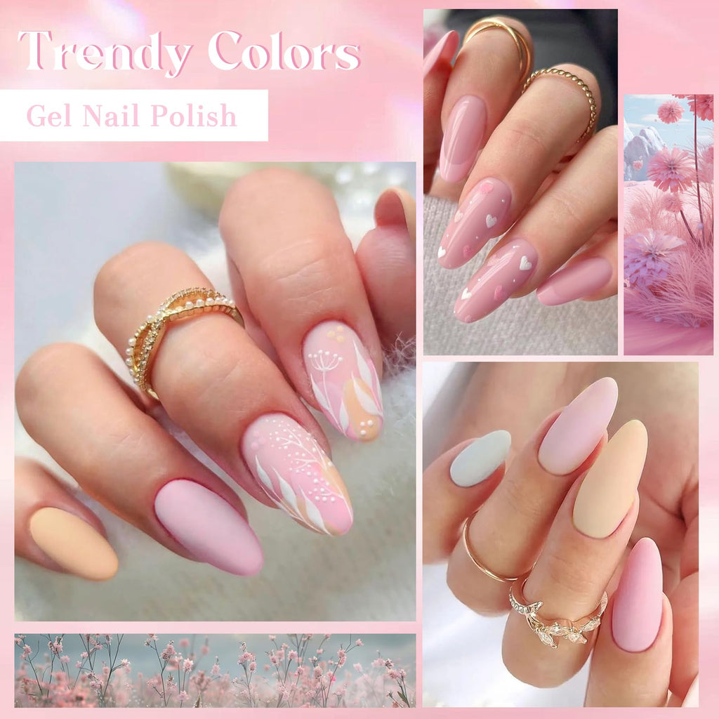 MEET ACROSS Gel Nail Polish Kit – 12 Nude Pink Shades for All Seasons