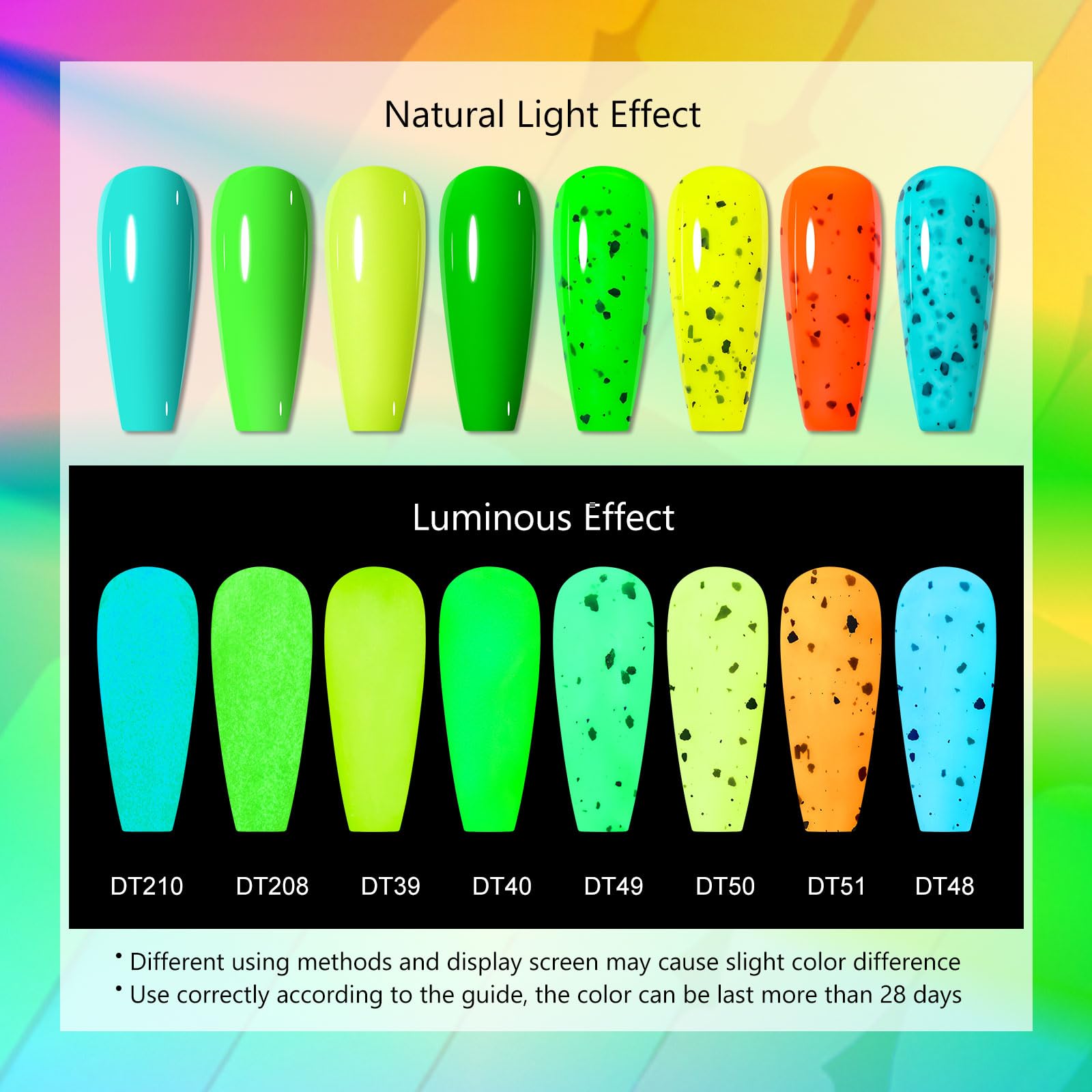 MEET ACROSS 8 Colors Glow Gel Nail Polish – Neon Glow in the Dark Kit