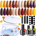 MEFA 19-Pcs Gel Nail Kit with UV Light — 12 Fall Colors
