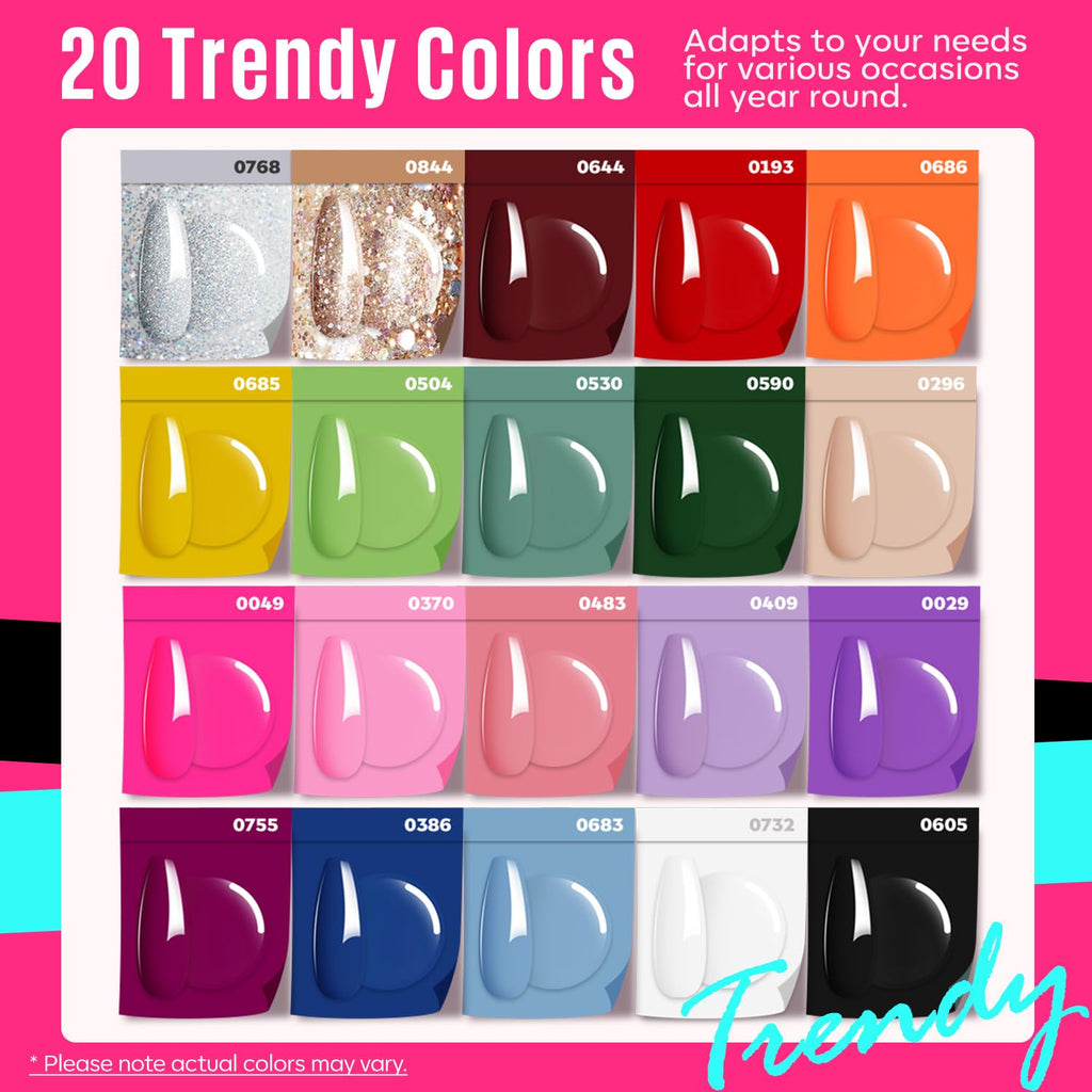 MEFA 34-Pcs Gel Nail Polish Kit with 48W UV Lamp – 20 Colors, Base & Top Coats, DIY Nail Art at Home