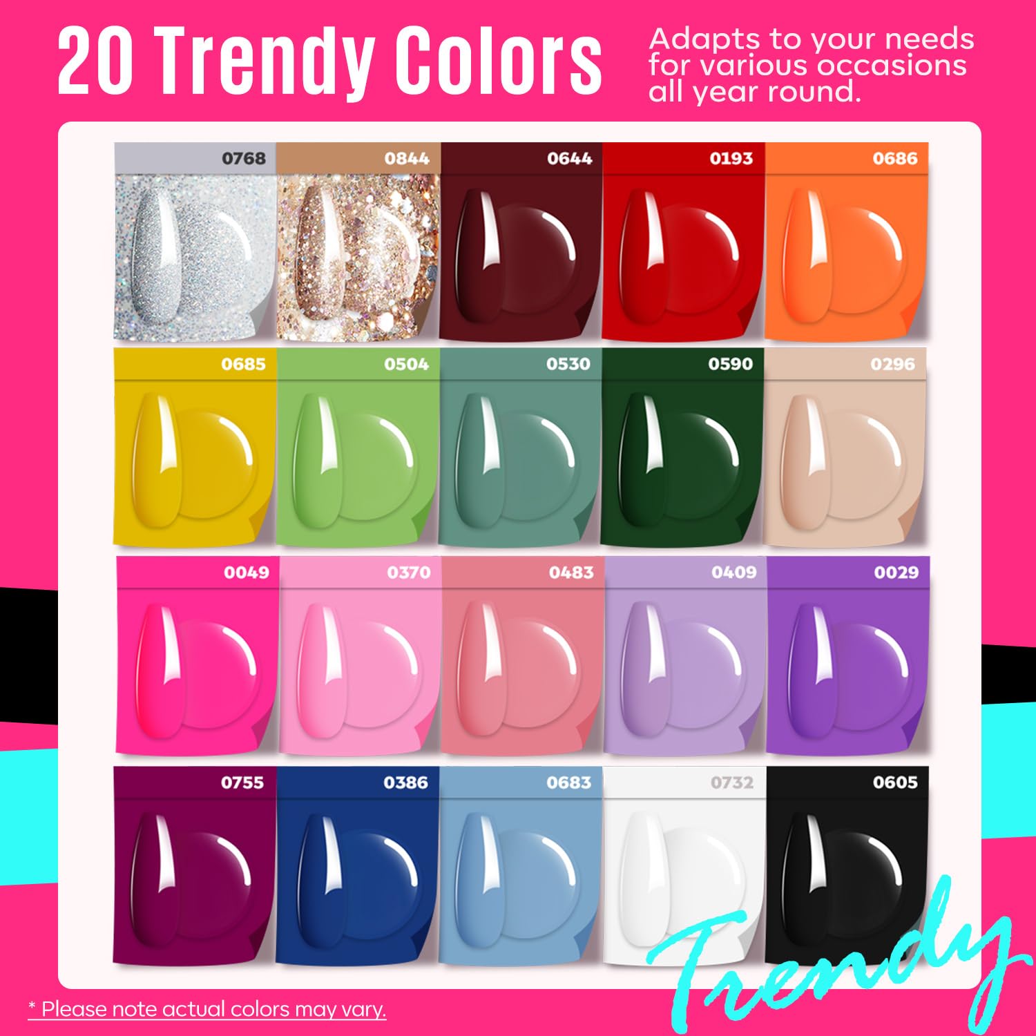 MEFA 34-Pcs Gel Nail Polish Kit with 48W UV Lamp – 20 Colors, Base & Top Coats, DIY Nail Art at Home