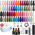 MEFA 32 Colors Gel Nail Polish Kit with UV Light – 54 Pcs Nude Pink Starter Set