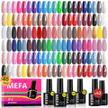 MEFA 47-Pcs Gel Nail Polish Kit — 42 Colors Plus Base Coat and Top Coats for DIY Manicure