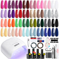 MEFA 60 Pcs Gel Nail Polish Kit with 72W UV LED Lamp – 32 Colors Home Manicure Set