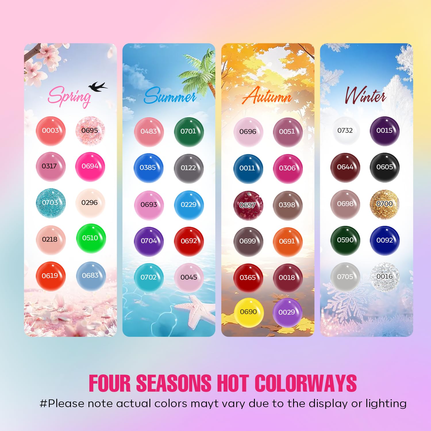 MEFA 47-Pcs Gel Nail Polish Kit — 42 Colors Plus Base Coat and Top Coats for DIY Manicure
