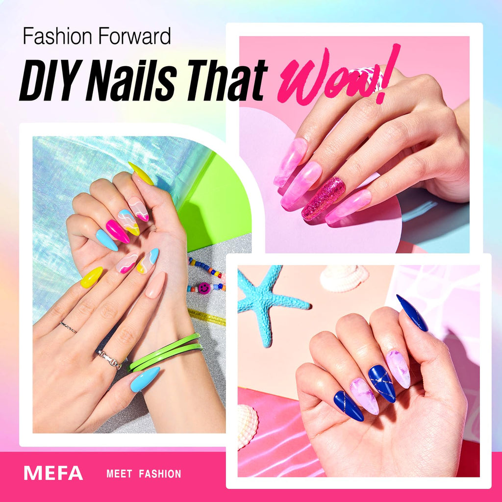 MEFA Neon Gel Nail Polish Set – 32 Colors with Matte/Glossy Base & Top Coat