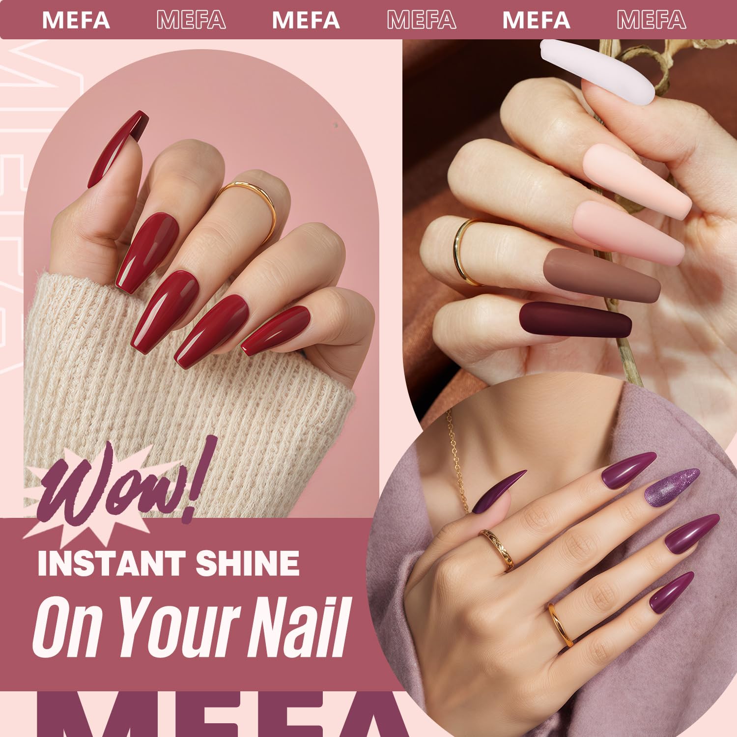 MEFA 19-Piece Gel Nail Polish Kit with UV Light — 12 Fall Shades for At-Home Salon