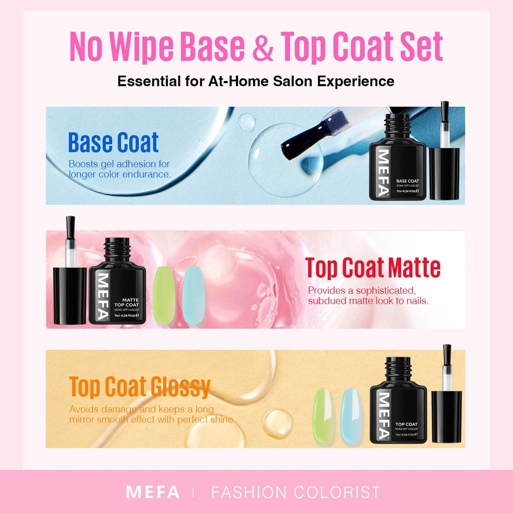 MEFA 32 Colors Gel Nail Polish Kit with 48W UV Lamp — Spring Pastel & Glitter Gel Nail Set