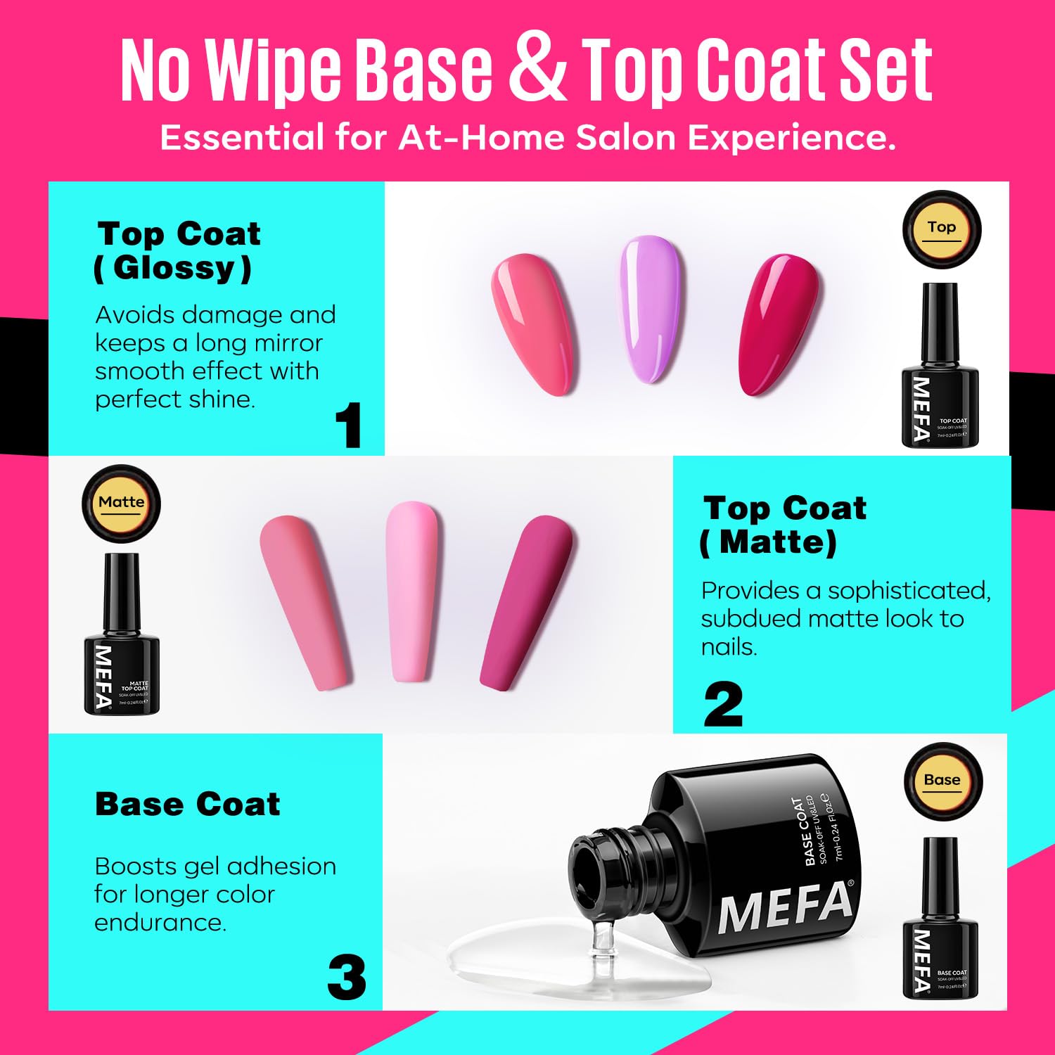 MEFA 34-Pcs Gel Nail Polish Kit with 48W UV Lamp – 20 Colors, Base & Top Coats, DIY Nail Art at Home