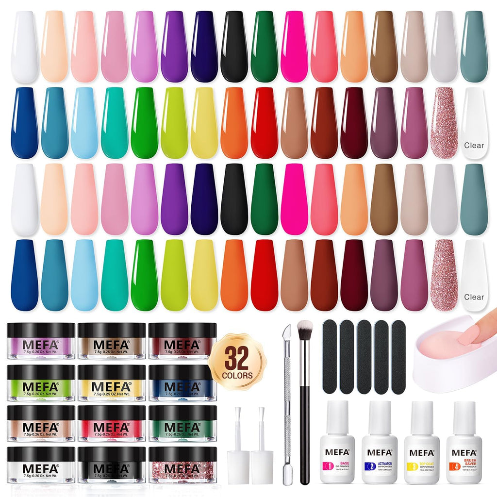 MEFA 32 Colors Dip Powder Kit – All-Season Tones with Base Top Activator