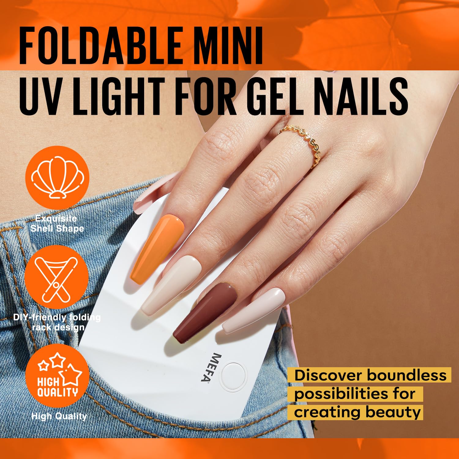 MEFA 19-Pcs Gel Nail Kit with UV Light — 12 Fall Colors