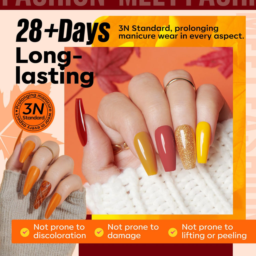 MEFA 19-Pcs Gel Nail Kit with UV Light — 12 Fall Colors