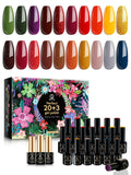 MEFA Fall Gel Nail Polish Set - 23 Pcs, 20 Colors Autumn/Halloween Kit
