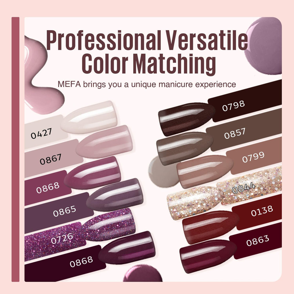 MEFA 19-Piece Gel Nail Polish Kit with UV Light — 12 Fall Shades for At-Home Salon