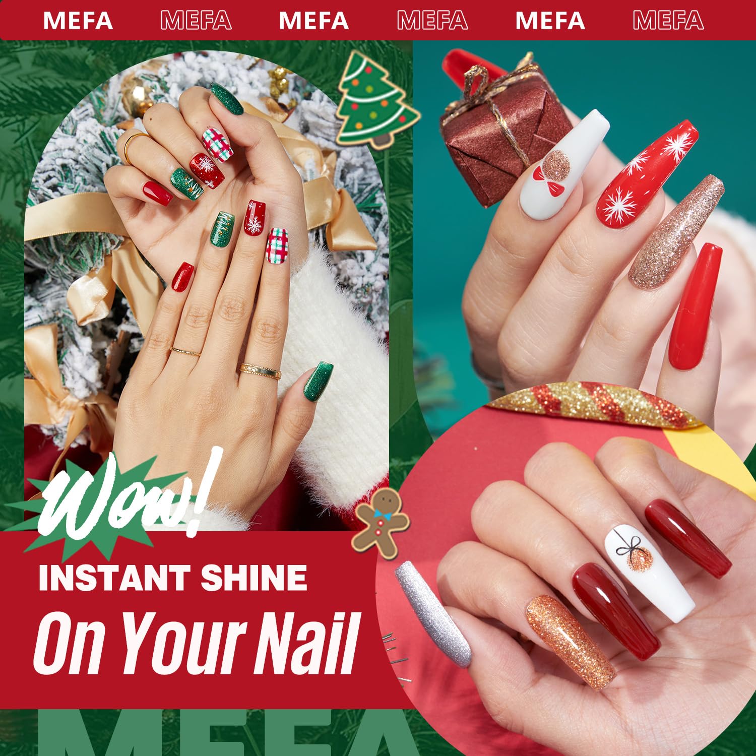 MEFA 19 Pcs Gel Nail Polish Kit with UV Light – 12 Colors + Base & Top Coat