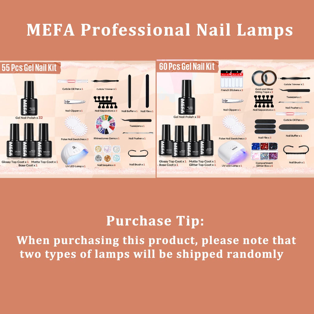 MEFA Gel Nail Polish Kit with UV Light – 32 Colors, 60-Piece Set for At-Home Manicures